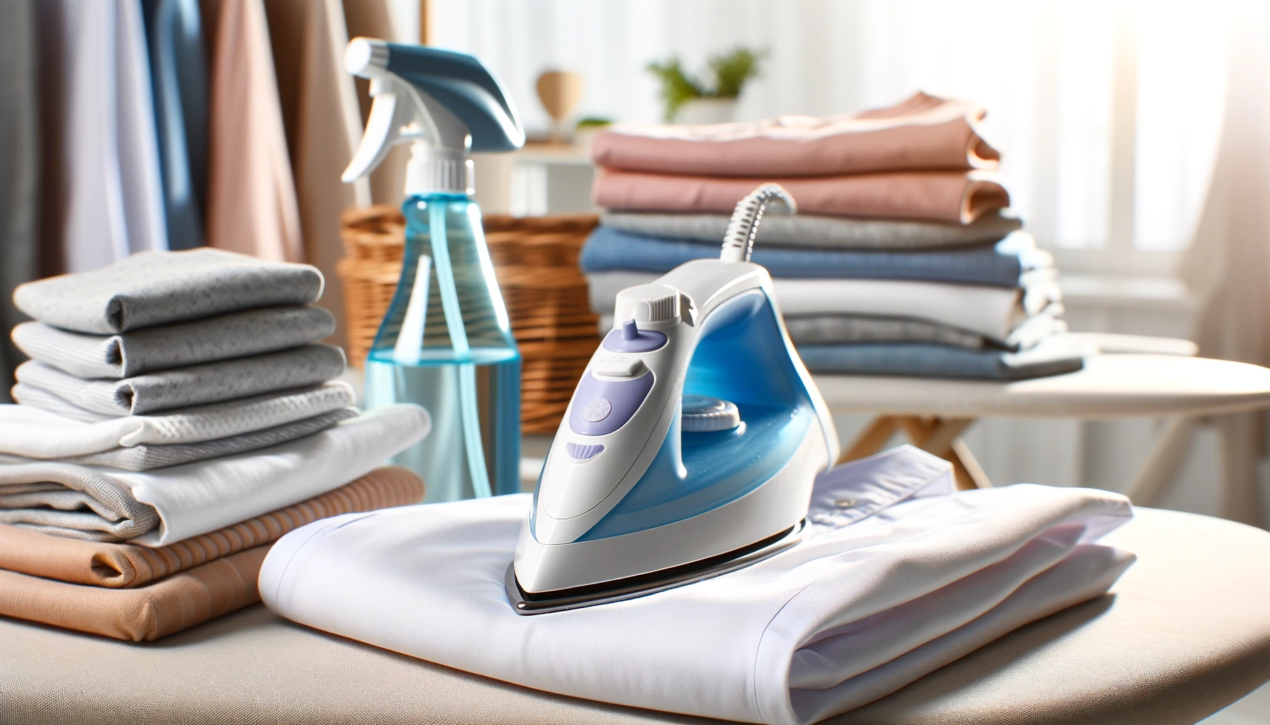 A close-up of a cotton garment being ironed on an ironing board.