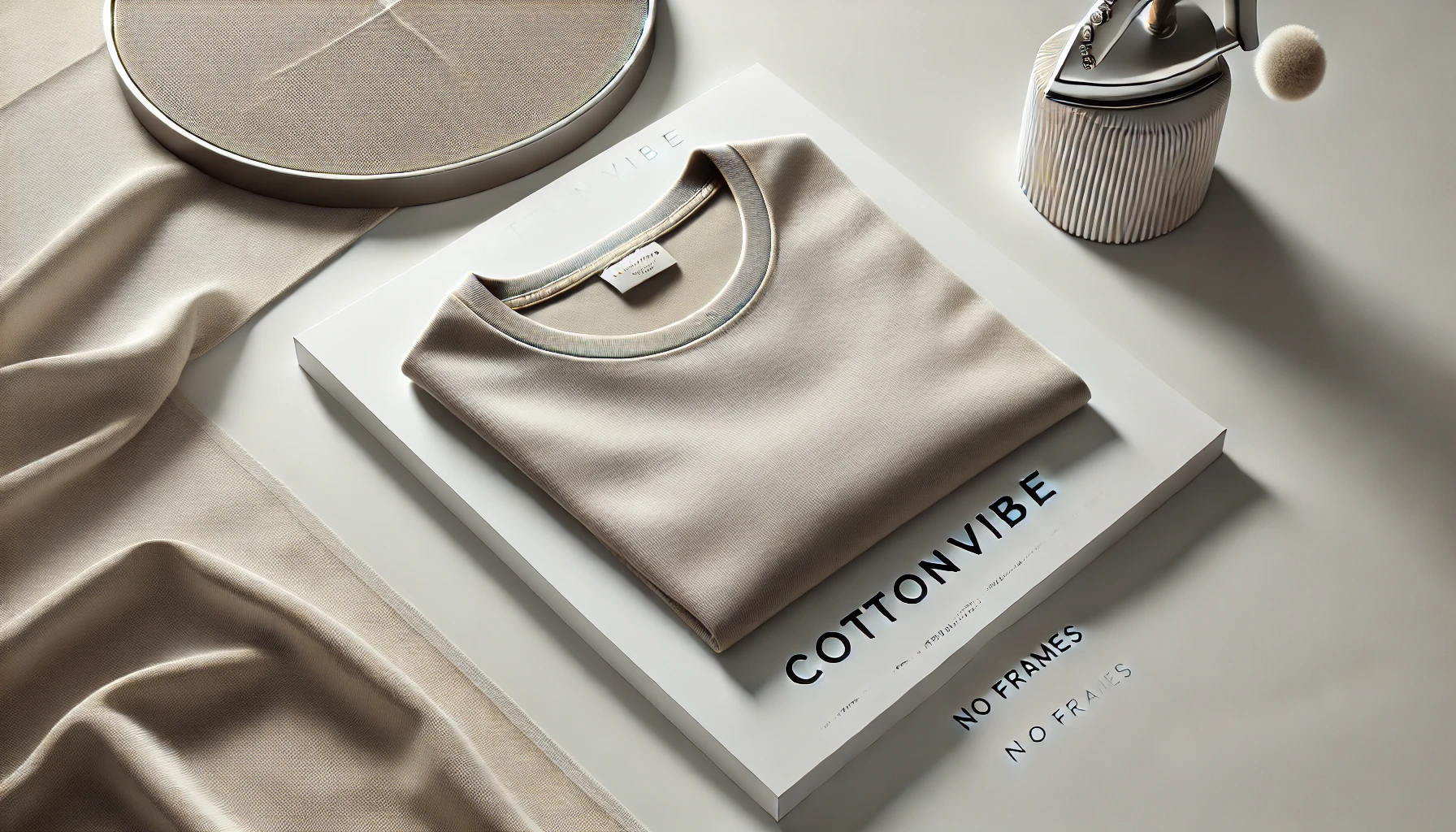 a CottonVibe T-shirt displayed elegantly in a minimalist fashion setting.